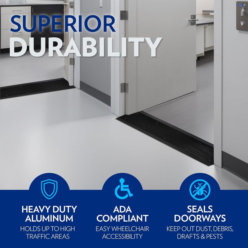 Barzen Premium Aluminum Threshold - Exterior Door Threshold Transition Strip - ADA Wheelchair Compliance (Black Anodize, 10" Wide x 36" Long) - Image 4